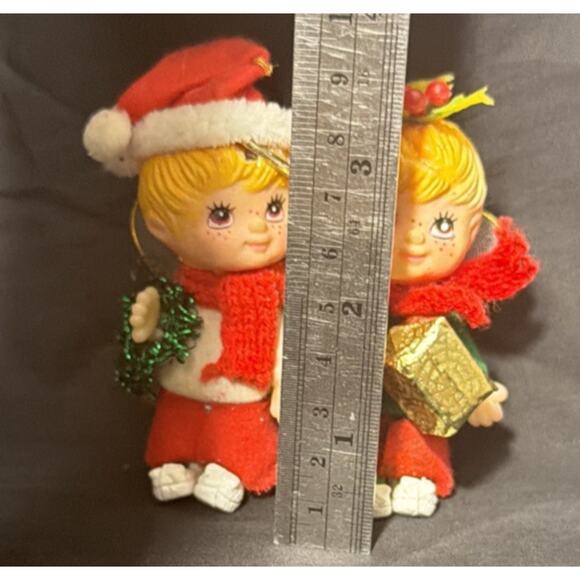 Vintage Morgan Inc Flocked Angel Babes Hanging Ornaments Set of 2 - Picture 2 of 5